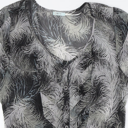 Womens UK Size XS Kimchi Blue Black Basic Button-Up