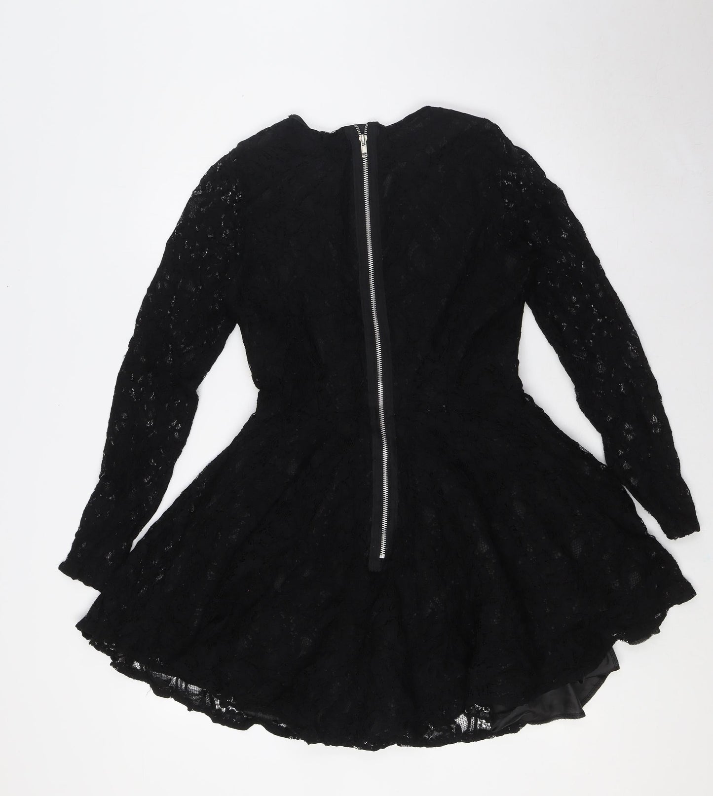John Zack Womens Black Polyester A-Line Size 10 Round Neck Zip - Lace Overlay