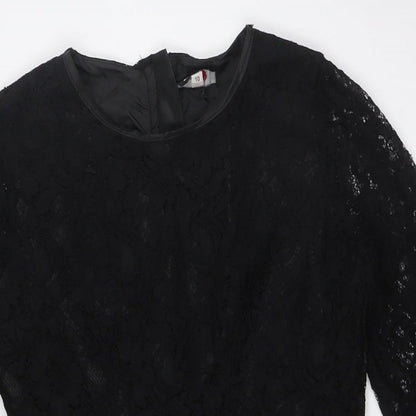 John Zack Womens Black Polyester A-Line Size 10 Round Neck Zip - Lace Overlay