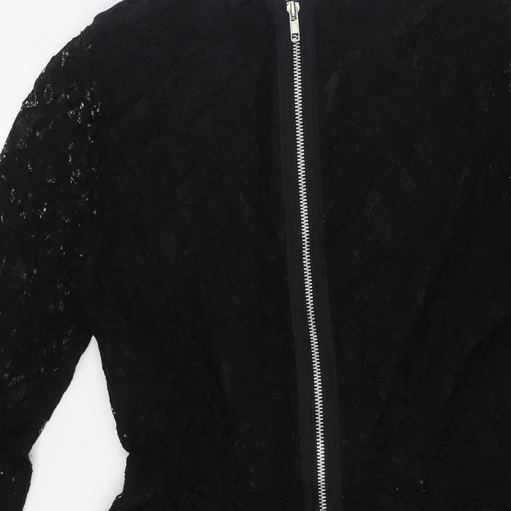 John Zack Womens Black Polyester A-Line Size 10 Round Neck Zip - Lace Overlay