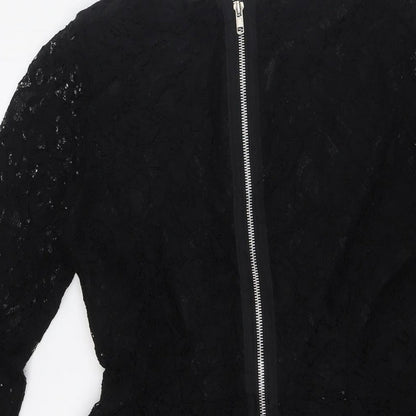 John Zack Womens Black Polyester A-Line Size 10 Round Neck Zip - Lace Overlay