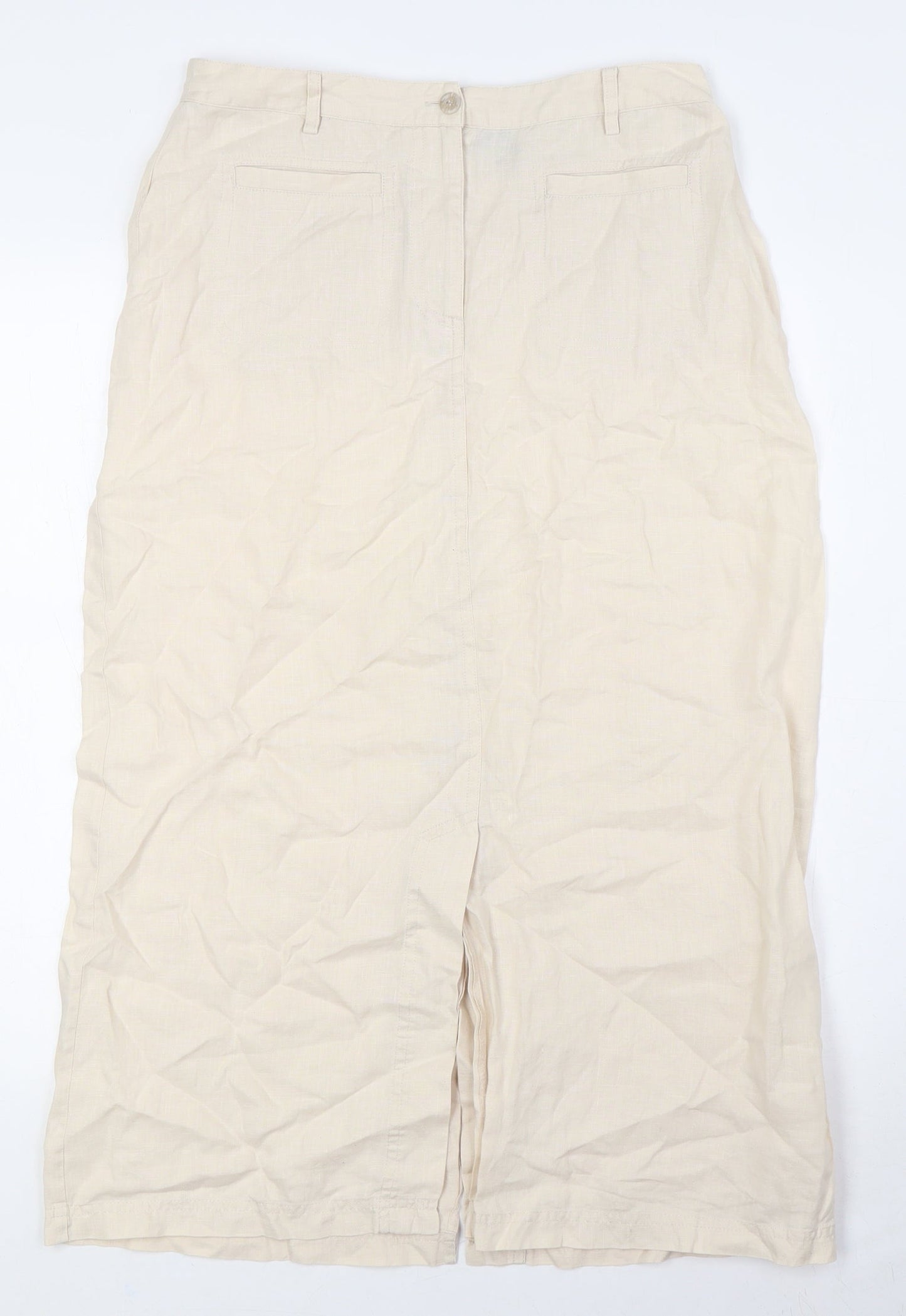 DASH Womens Beige Polyester A-Line Skirt Size 12 Zip - Front Pockets