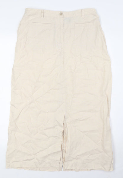 DASH Womens Beige Polyester A-Line Skirt Size 12 Zip - Front Pockets