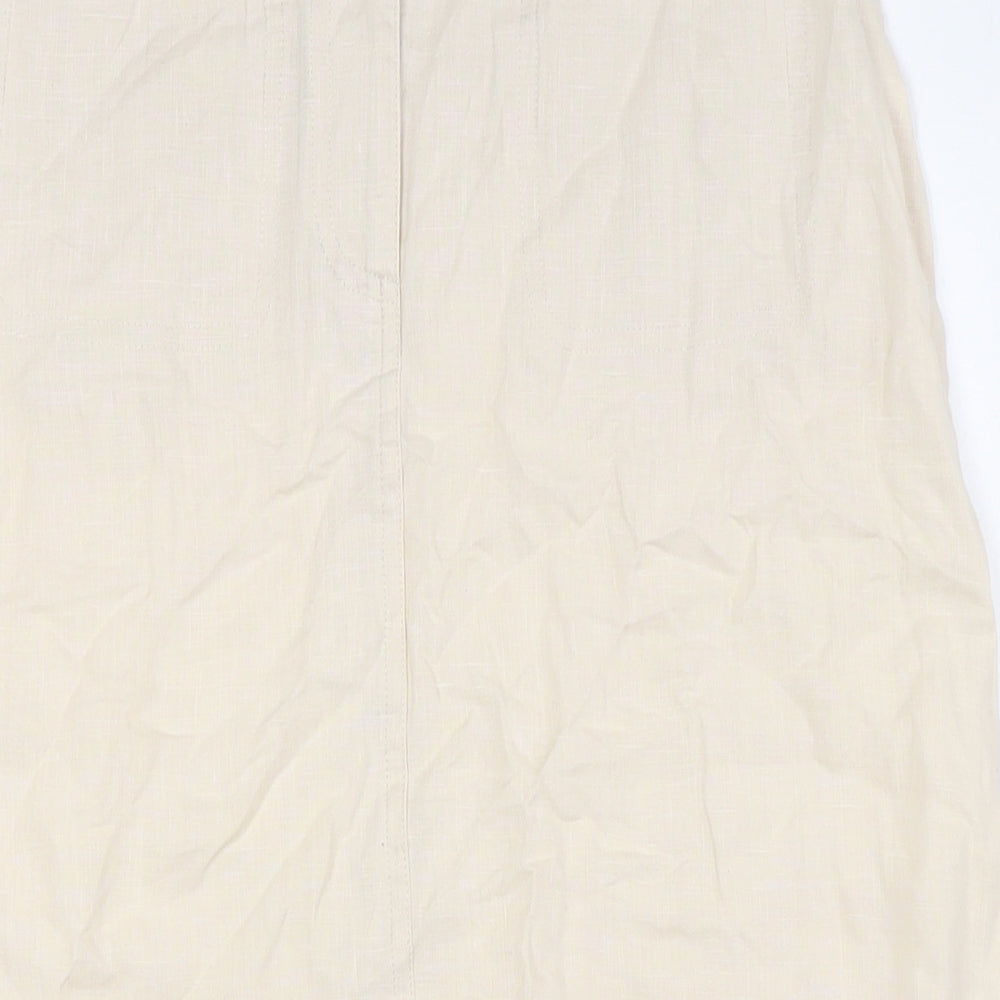 DASH Womens Beige Polyester A-Line Skirt Size 12 Zip - Front Pockets
