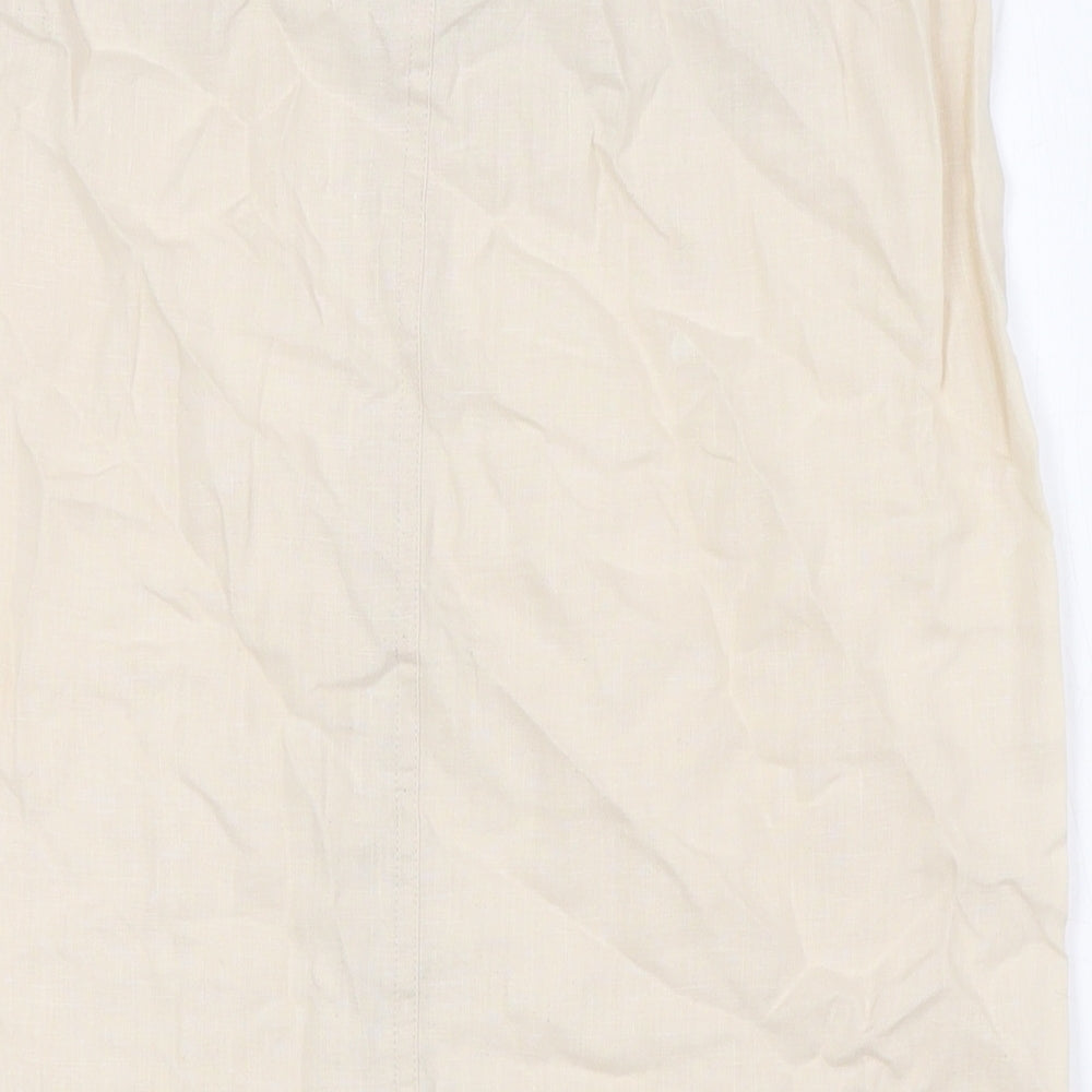 DASH Womens Beige Polyester A-Line Skirt Size 12 Zip - Front Pockets