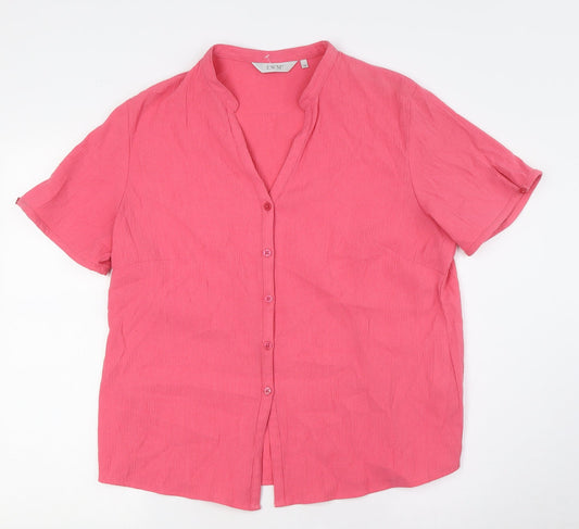 EWM Womens Pink Polyester Basic Button-Up Size 18 V-Neck