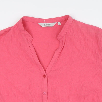 EWM Womens Pink Polyester Basic Button-Up Size 18 V-Neck