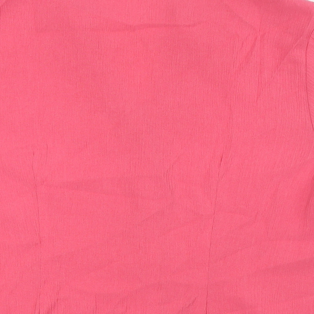 EWM Womens Pink Polyester Basic Button-Up Size 18 V-Neck