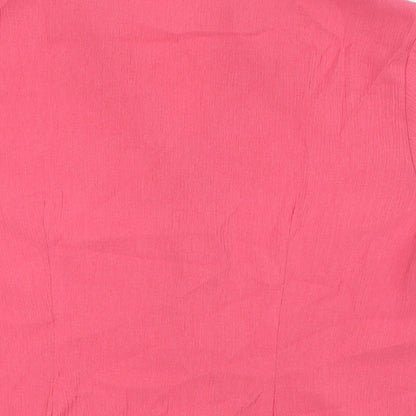 EWM Womens Pink Polyester Basic Button-Up Size 18 V-Neck