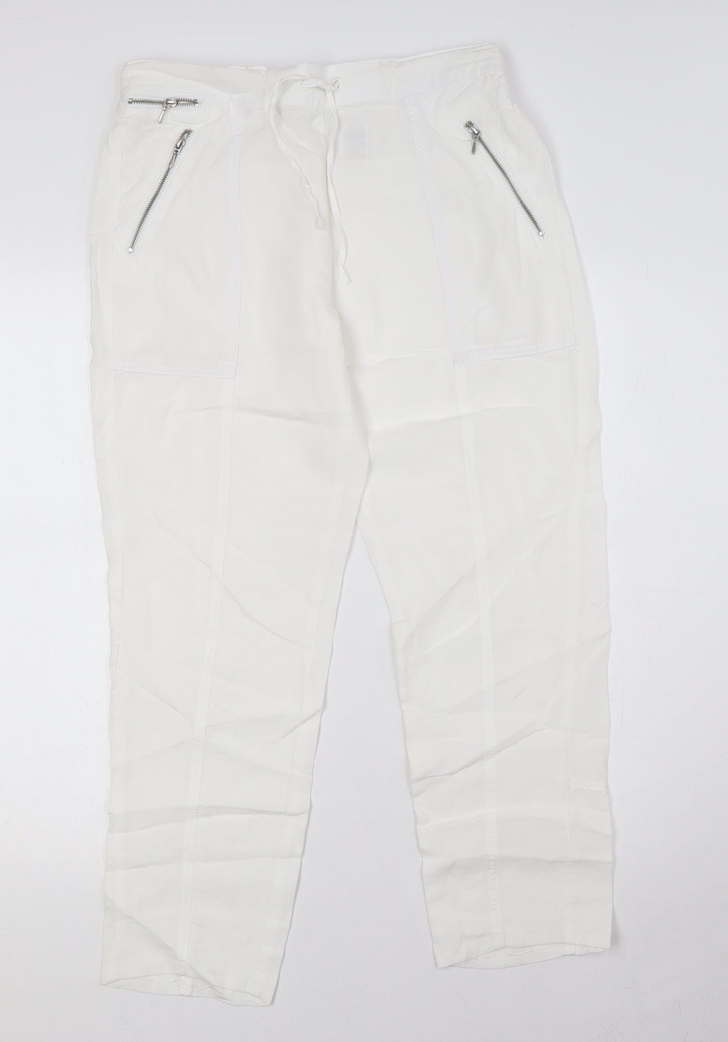 Womens UK Size 8 NEXT Regular Fit Sweatpants White Trousers