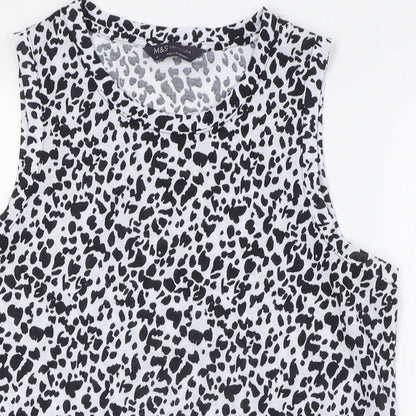 Womens UK Size 10 Marks and Spencer White Basic Button-Up