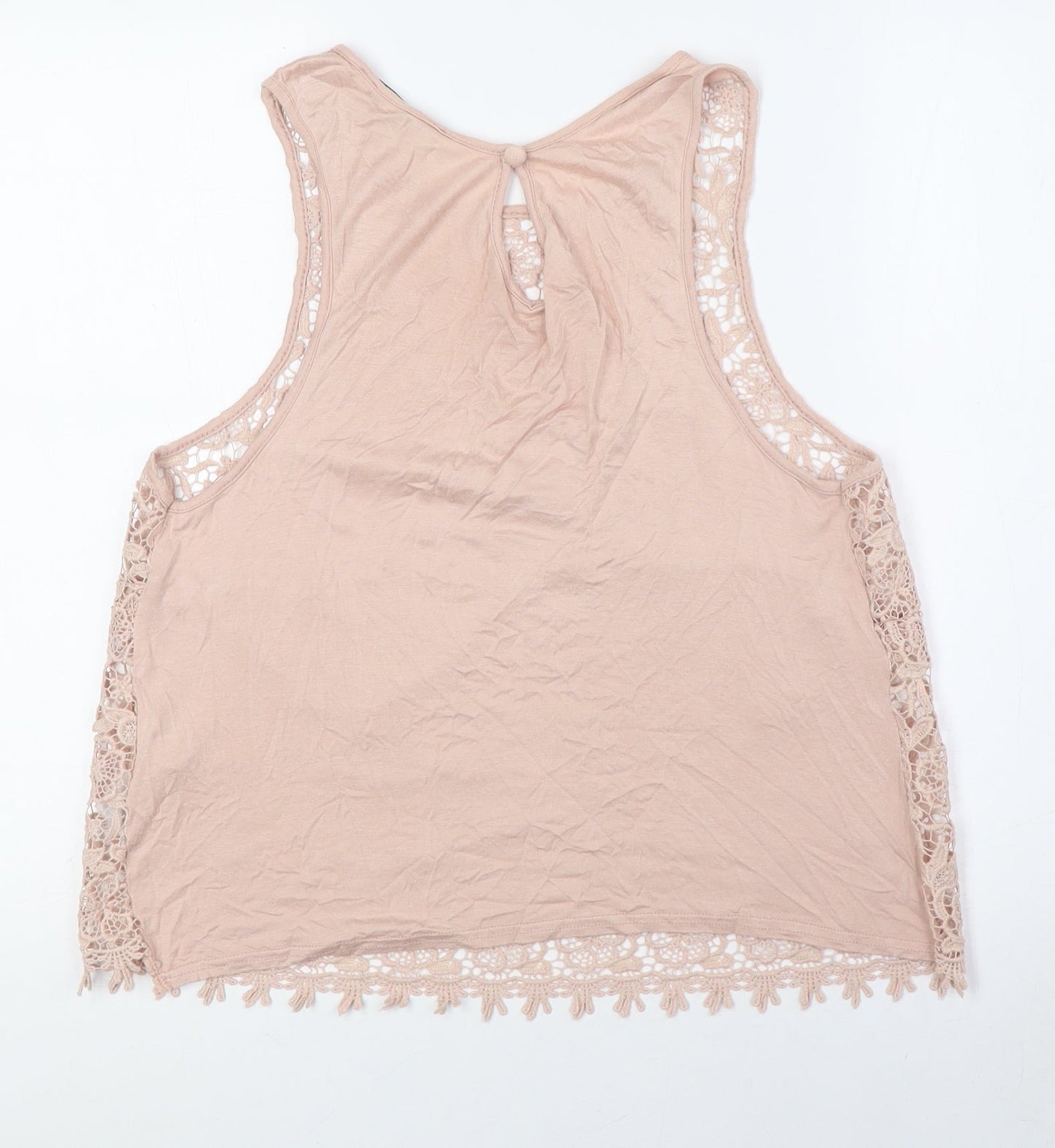 New Look Womens Pink Polyester Basic Blouse Size 16 Round Neck - Lace front