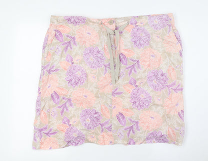 Marks and Spencer Womens Multicoloured Linen A-Line Skirt Size 20 Zip
