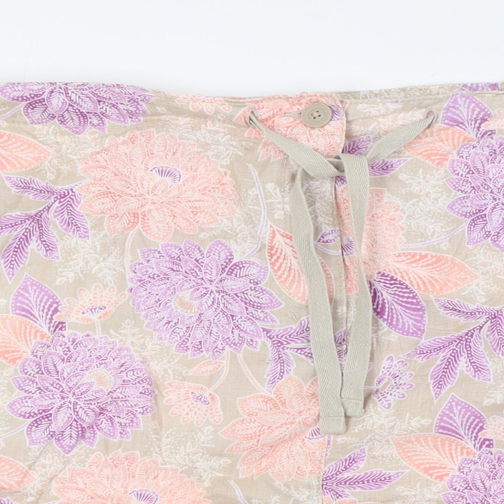 Marks and Spencer Womens Multicoloured Linen A-Line Skirt Size 20 Zip