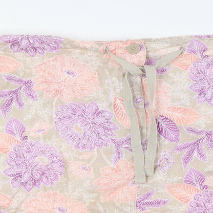 Marks and Spencer Womens Multicoloured Linen A-Line Skirt Size 20 Zip