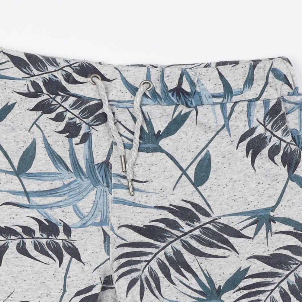 LCW Mens Grey Cotton Bermuda Shorts Size S L7 in Regular Tie - Leaves