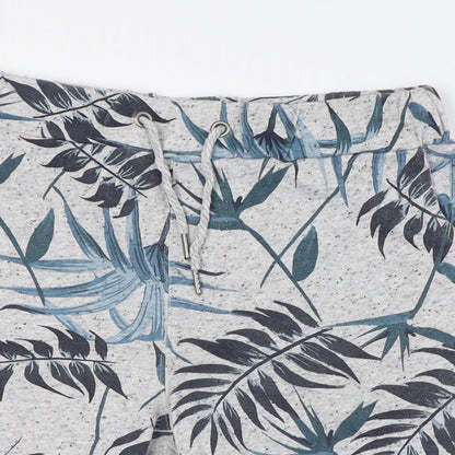 LCW Mens Grey Cotton Bermuda Shorts Size S L7 in Regular Tie - Leaves