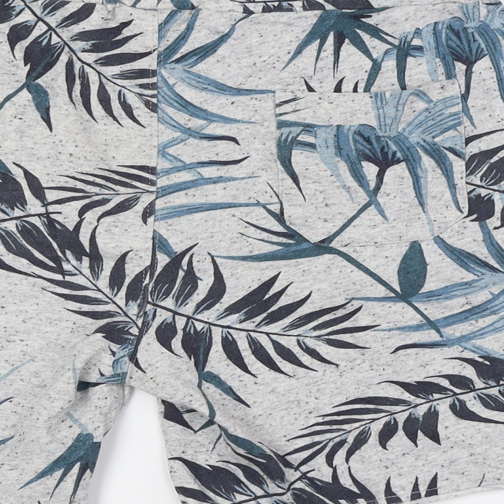 LCW Mens Grey Cotton Bermuda Shorts Size S L7 in Regular Tie - Leaves