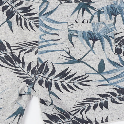 LCW Mens Grey Cotton Bermuda Shorts Size S L7 in Regular Tie - Leaves