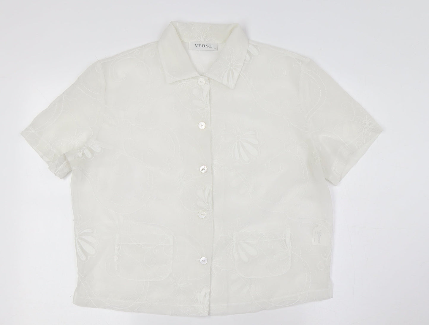 Womens UK Size 12 Verse Ivory Basic Button-Up