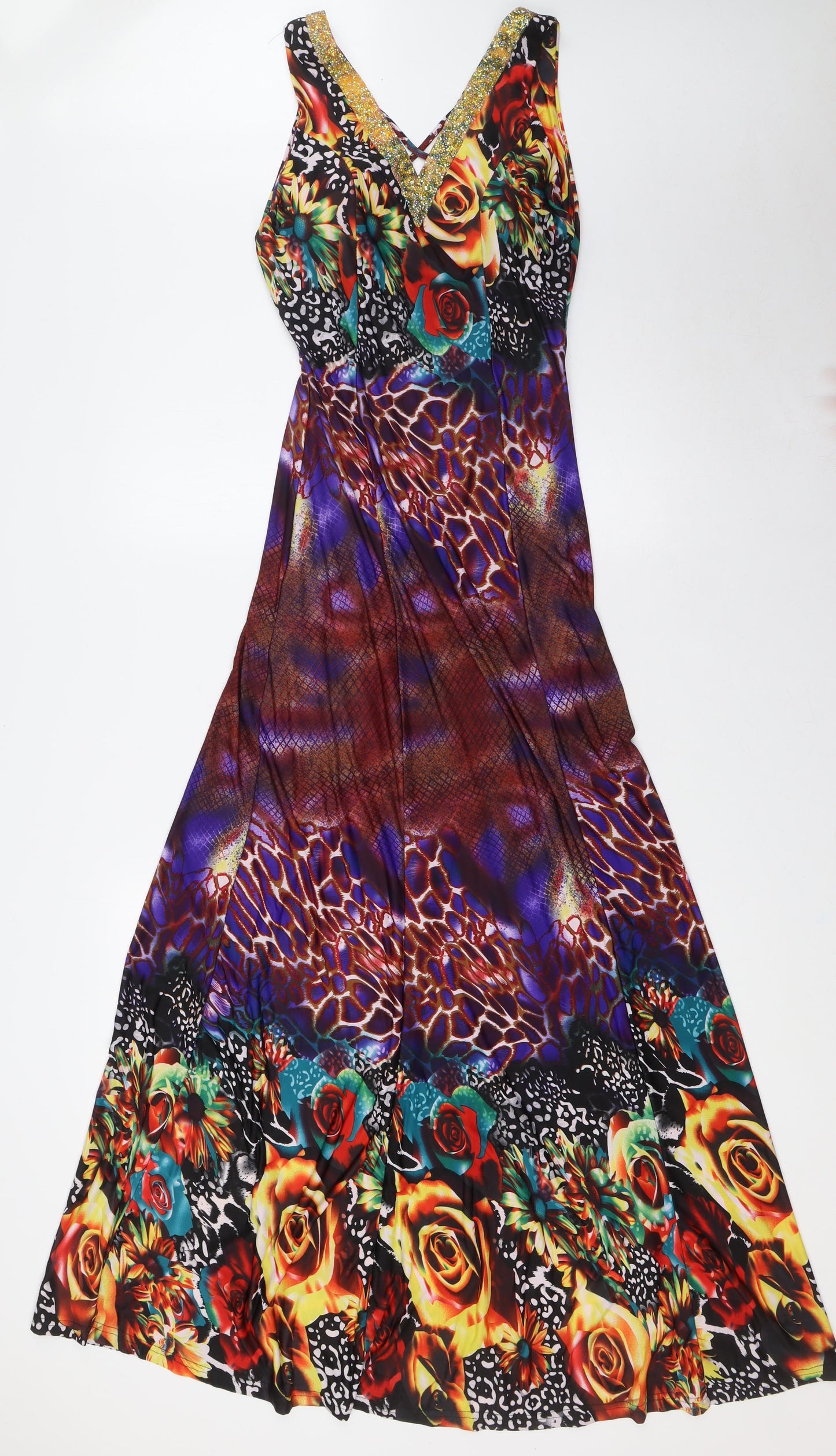 F&Girl Womens Multicoloured Polyester A-Line Size L V-Neck - Size L-XL, Low Back