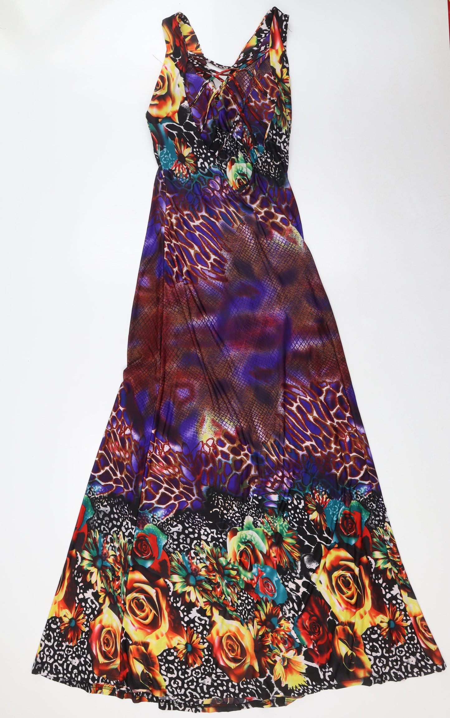 F&Girl Womens Multicoloured Polyester A-Line Size L V-Neck - Size L-XL, Low Back