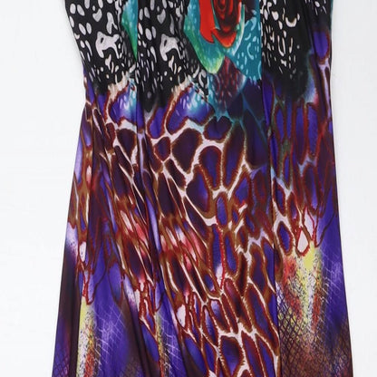 F&Girl Womens Multicoloured Polyester A-Line Size L V-Neck - Size L-XL, Low Back