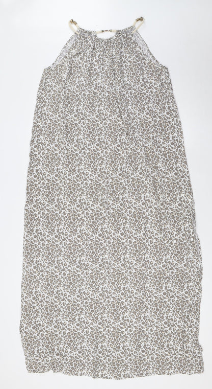BiBA Womens White Animal Print Viscose A-Line Size S Halter