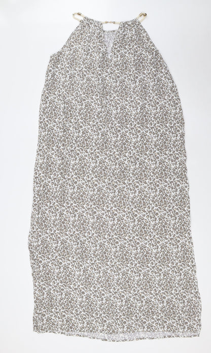 BiBA Womens White Animal Print Viscose A-Line Size S Halter