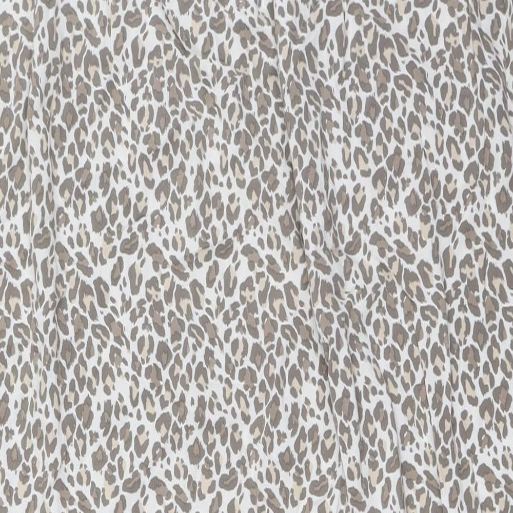 BiBA Womens White Animal Print Viscose A-Line Size S Halter