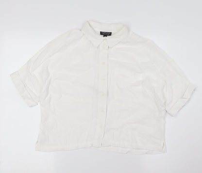 Womens UK Size 8 Topshop White Basic Button-Up