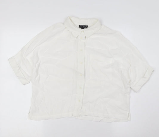 Womens UK Size 8 Topshop White Basic Button-Up