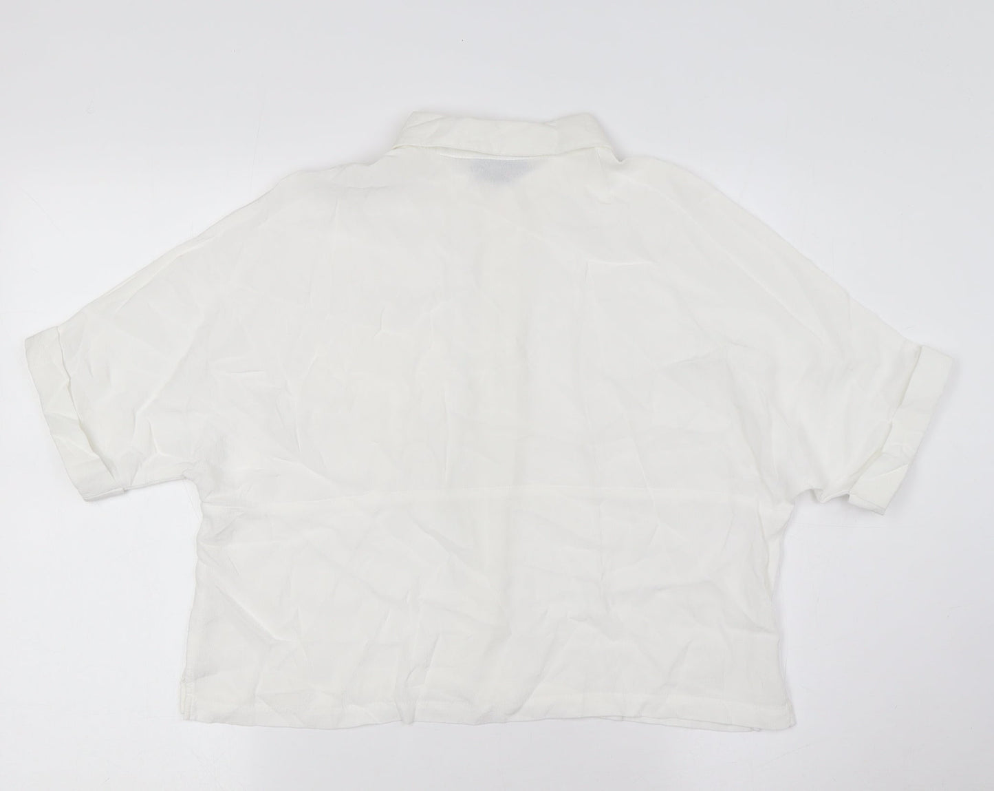 Womens UK Size 8 Topshop White Basic Button-Up
