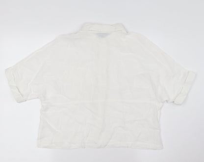 Womens UK Size 8 Topshop White Basic Button-Up