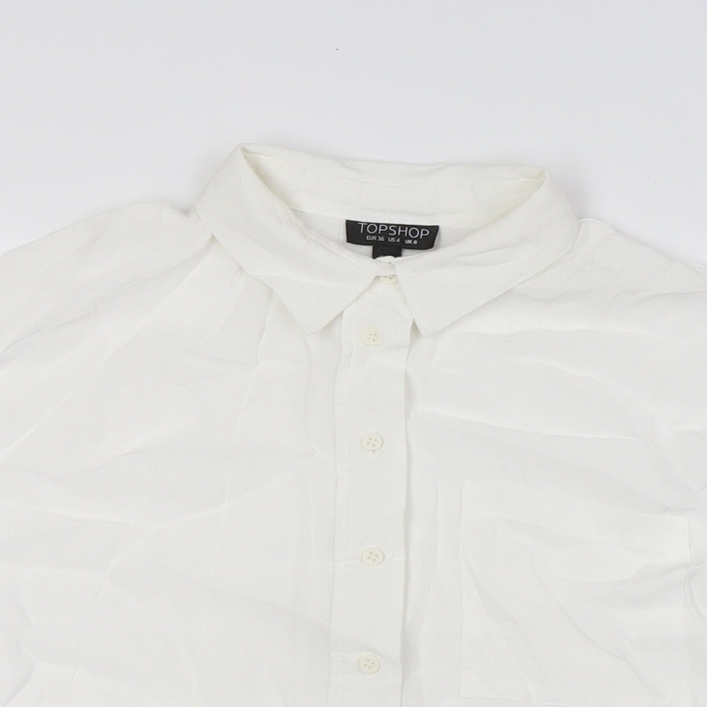 Womens UK Size 8 Topshop White Basic Button-Up