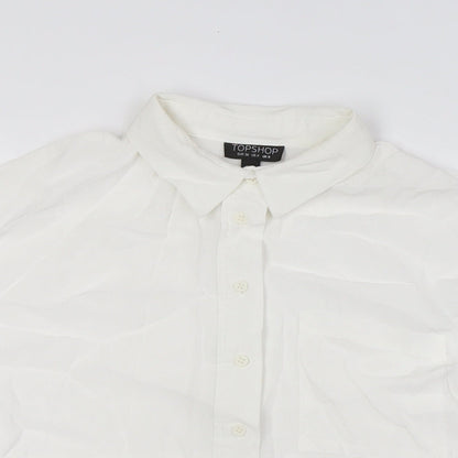 Womens UK Size 8 Topshop White Basic Button-Up