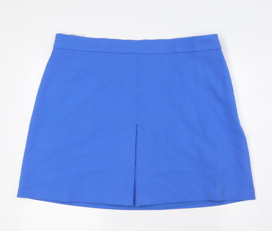 Marks and Spencer Womens Blue Polyester A-Line Skirt Size 20 Zip