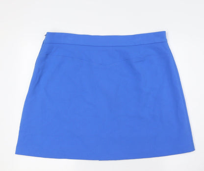Marks and Spencer Womens Blue Polyester A-Line Skirt Size 20 Zip