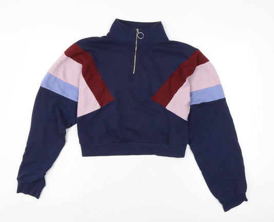 Divided Womens Blue Cotton Pullover Sweatshirt Size XS