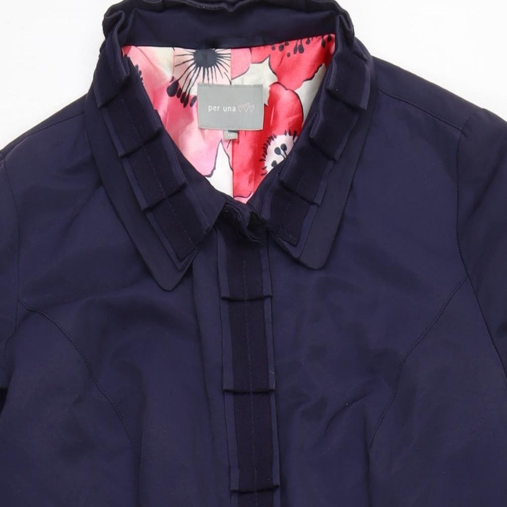 Womens UK Size 16 Per Una Blue Overcoat
