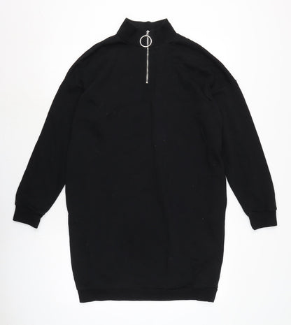 FB Sisters Womens Black Cotton Jumper Dress Size S Mock Neck