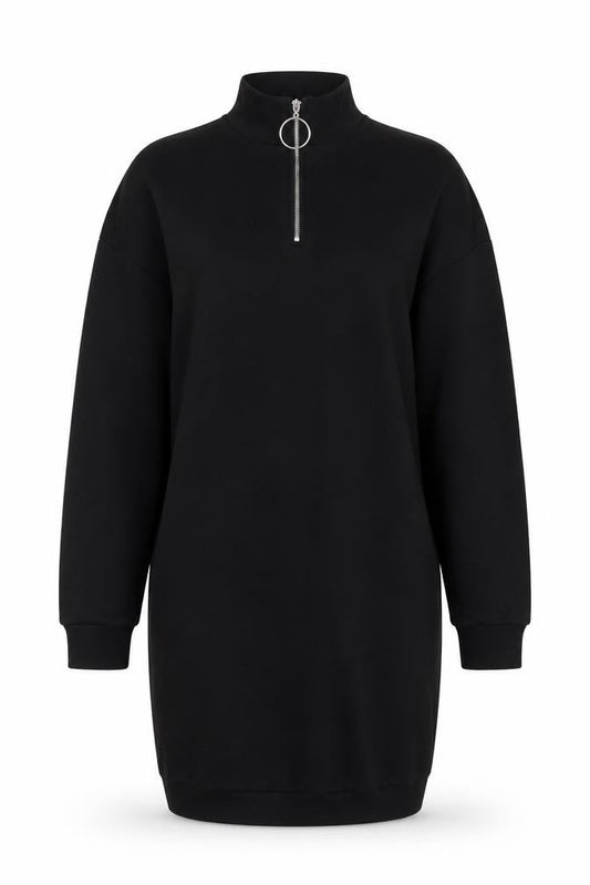 FB Sisters Womens Black Cotton Jumper Dress Size S Mock Neck