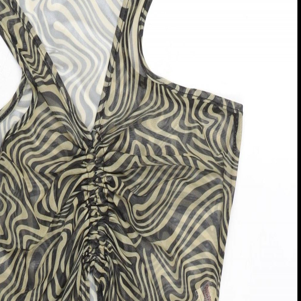 Womens UK Size 12 PRETTYLITTLETHING Beige Cropped Tank