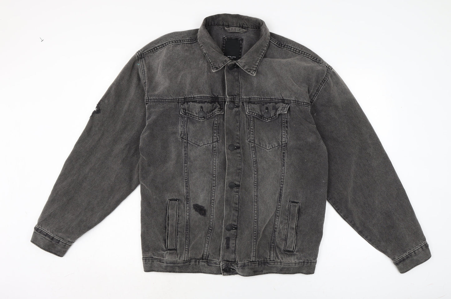 Mens UK Size M New Look Grey Biker Coat