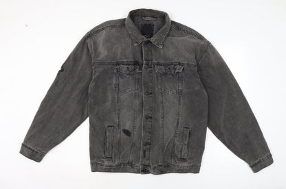 Mens UK Size M New Look Grey Biker Coat