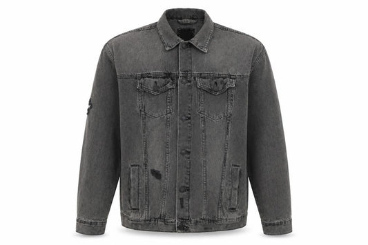Mens UK Size M New Look Grey Biker Coat