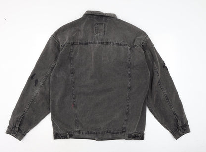 Mens UK Size M New Look Grey Biker Coat