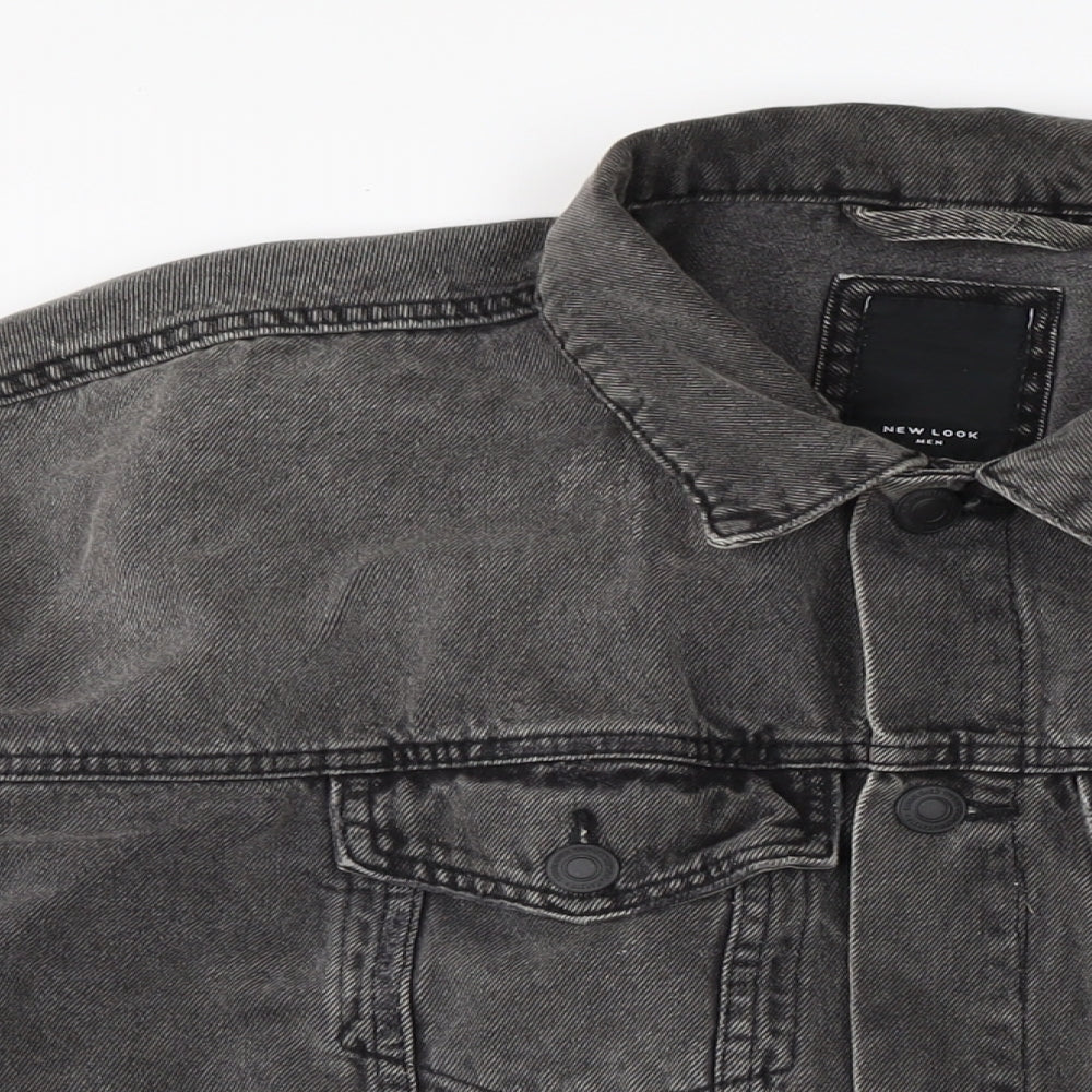 Mens UK Size M New Look Grey Biker Coat