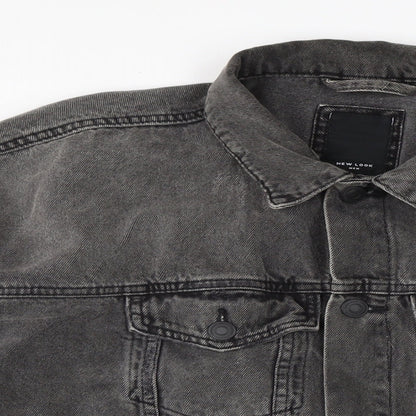 Mens UK Size M New Look Grey Biker Coat