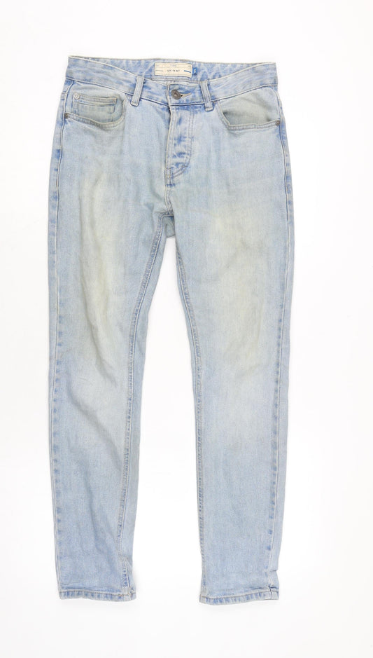 NEXT Mens Blue Cotton Skinny Jeans Size 28 in L28 in Regular Button